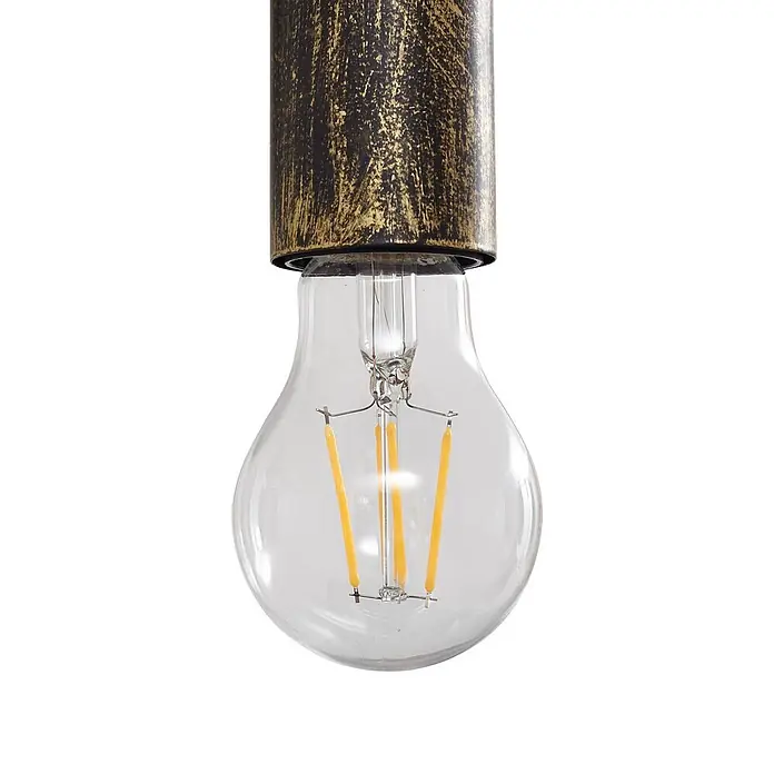 Lindby Wandleuchte Nirvathia - bronze / altmessing, E27 - Antike Messing-Lampenfassung mit klarer Glas-LED-Filamentlampe.