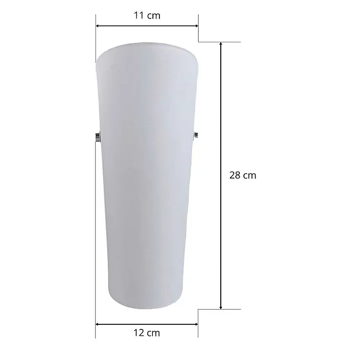 Lindby Wandleuchte Aurora - L x B x H: 11 x 12 x 28 cm, weiß / opal, E27 - Weiße, mattierte, konische Wandleuchte, 28 cm hoch, oben 11 cm, unten 12 cm breit.