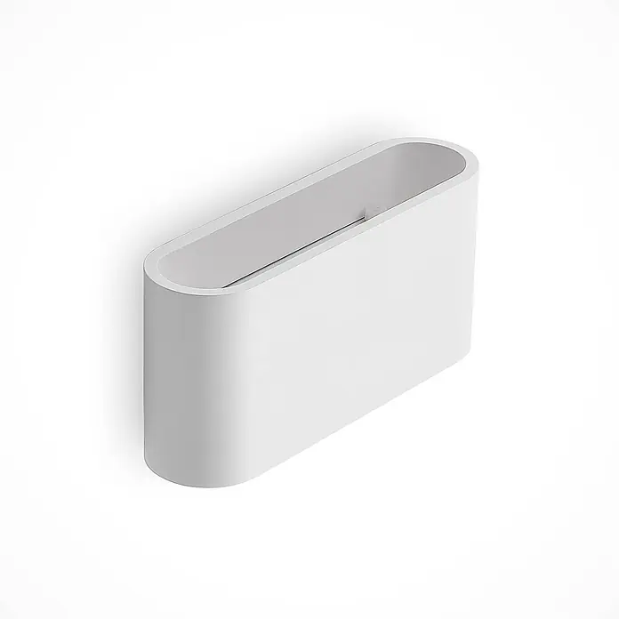 Lindby Wandleuchte Mavora - L x B x H: 7 x 25 x 12 cm, weiß / opal, G9 - Minimalistischer weißer ovaler wandmontierter Behälter.