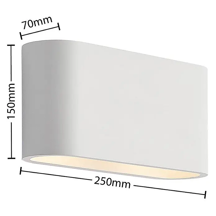 Lindby Wandleuchte Mavora - L x B x H: 7 x 25 x 12 cm, weiß / opal, G9 - Weiße, rechteckige LED-Wandleuchte mit Up/Down-Beleuchtung. Maße: 250x150x70mm.