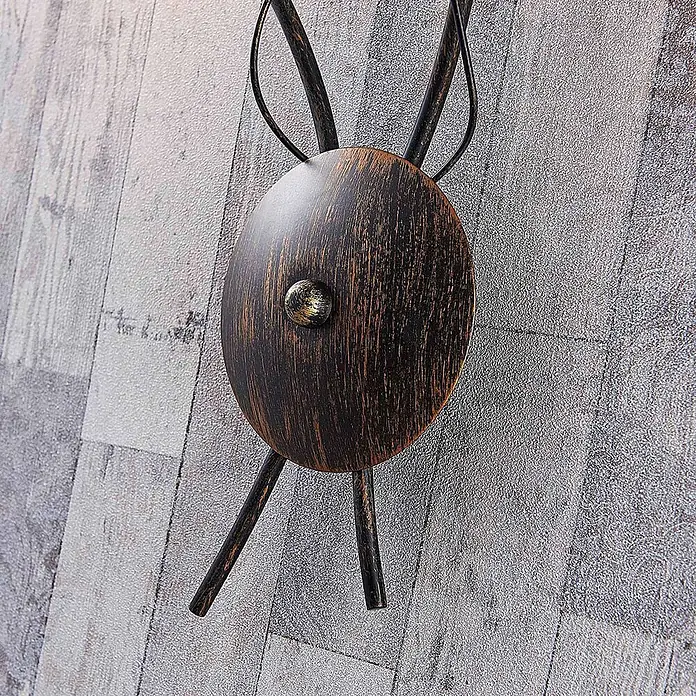 Lindby Wandleuchte Stefania - L x B x H: 10 x 44 x 42,5 cm, braun / rost, E14 - Elliptische Wandleuchte aus dunklem Metall mit antikem Bronzefinish, zentralem Kugelakzent und auskragenden Stäben.