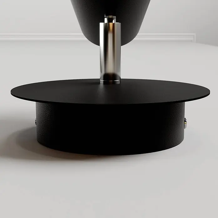 Lucande Wandleuchte Wibke - L x B x H: 17 x 9 x 24 cm, schwarz, schwarz, GU10 - Schwarzer, texturierter runder Lampenfuß mit glänzendem, silbernem zylindrischem Stützpfosten.