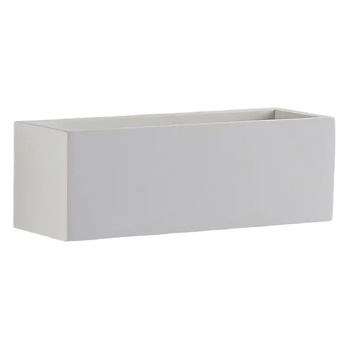 Lindby Wandleuchte Santino - L x B x H: 7,5 x 21,8 x 7,5 cm, weiß / opal, G9 - Hellgrauer rechteckiger Pflanzkasten aus Beton oder ähnlichem robustem Material.