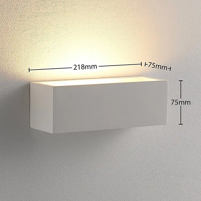 Lindby Wandleuchte Santino - L x B x H: 7,5 x 21,8 x 7,5 cm, weiß / opal, G9 - Weiße rechteckige Wandleuchte mit Up-Down-Beleuchtung, 218x75x75mm.