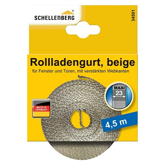 Schellenberg Rollladengurt Maxi (Beige, L x H: 4,5 m x 1,3 mm, Gurtbreite: 23 mm)