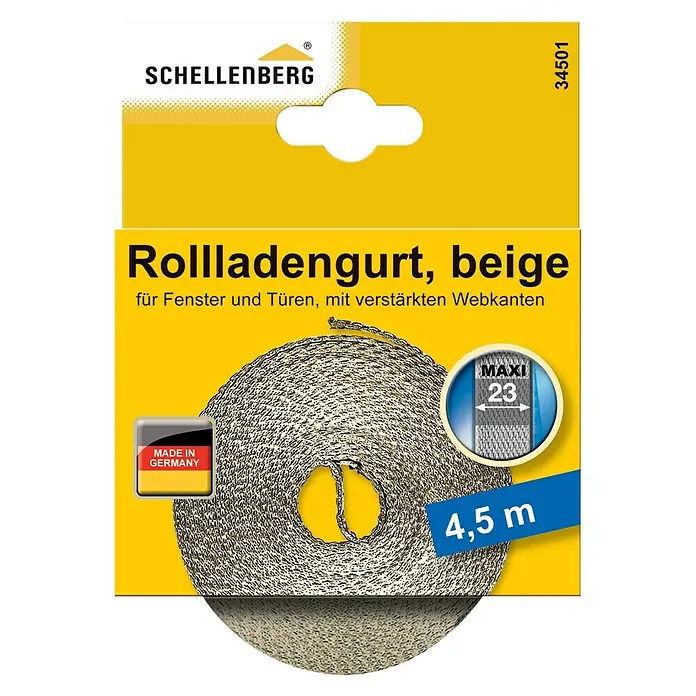 Schellenberg Rollladengurt MaxiBeige, Länge: 4,5 m, Gurtbreite: 23 mm