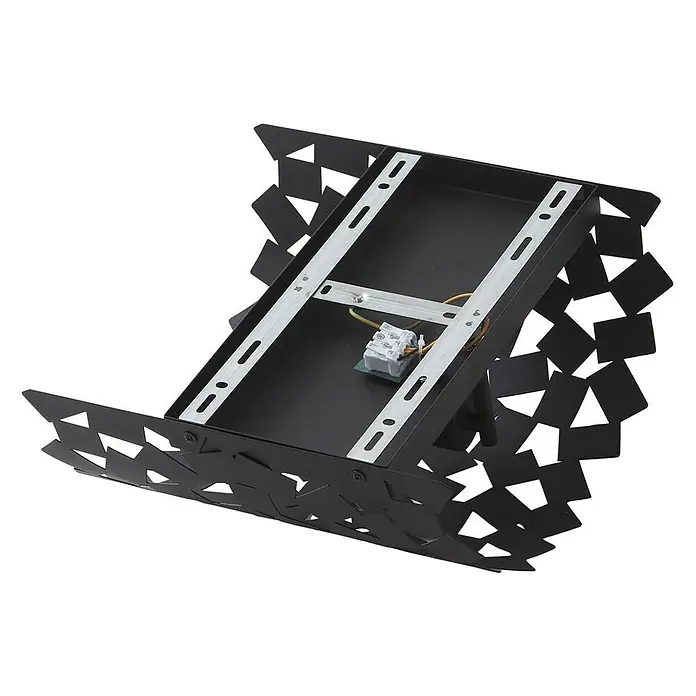 Lucande Wandleuchte Aeloria - schwarz, E27 - Schwarze Metall-Wandleuchte mit geometrischen Aussparungen, innen mit Montageplatte und Anschlussklemme.