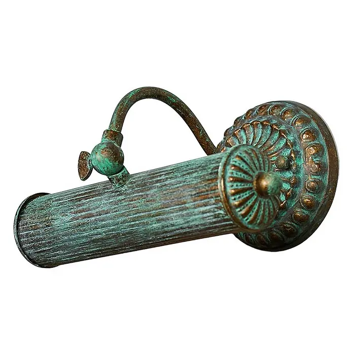 Lindby Wandleuchte Beno - bronze / altmessing, bronze / altmessing, E14 - Bronze Wandleuchte mit grüner Patina und dekorativem Sockel.