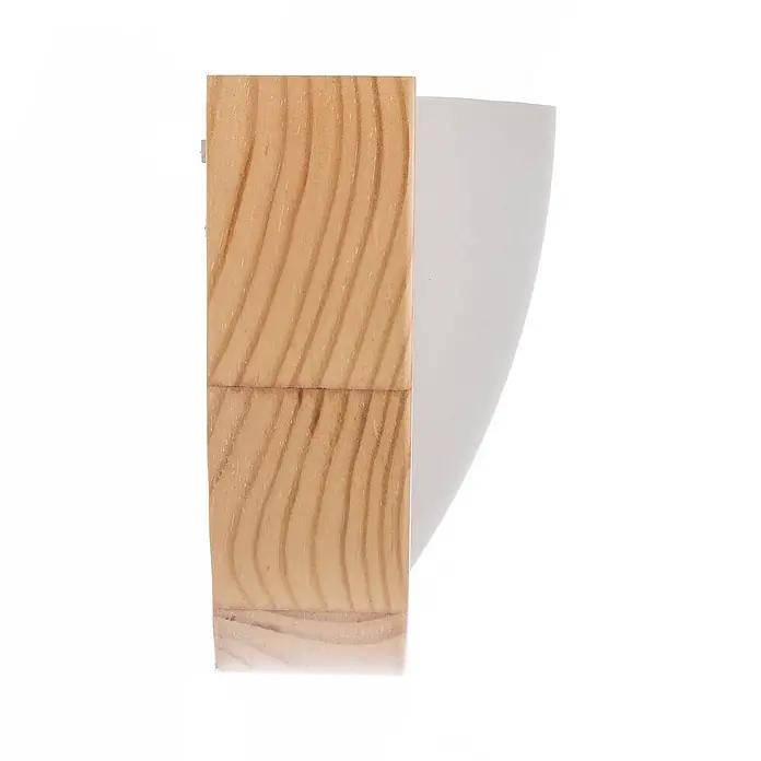 Envostar Wandleuchte Kris - L x B x H: 8 x 27,5 x 14 cm, Holz hell, E27 - Holz-Wandleuchte mit natürlicher Holzmaserung und weißem, gebogenem Diffusor.