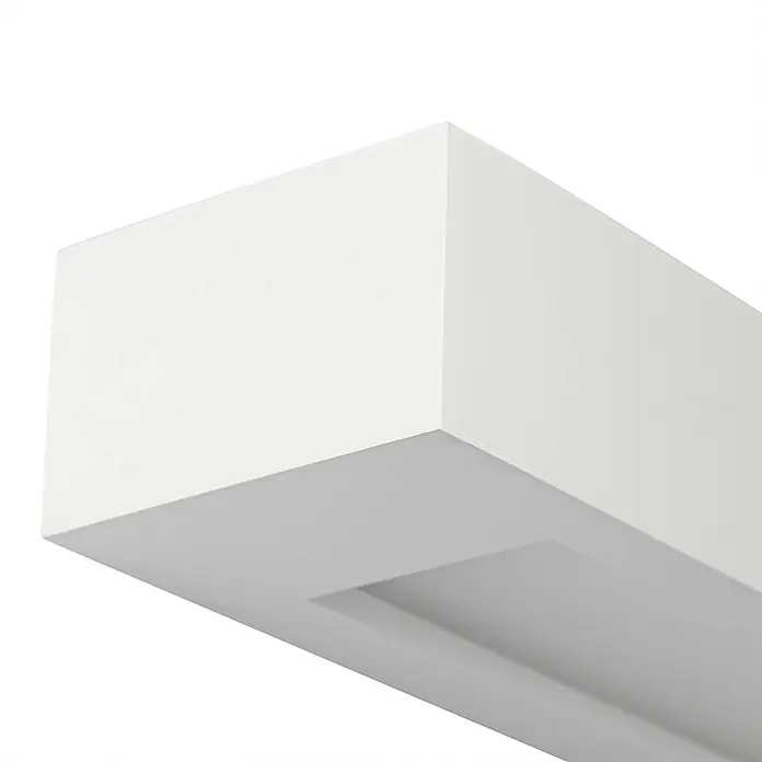 Lindby Wandleuchte Matteo - L x B x H: 9,5 x 36 x 6 cm, weiß / opal, E14 - Weißes rechteckiges LED-Lichtband mit vertiefter Mittelblende.