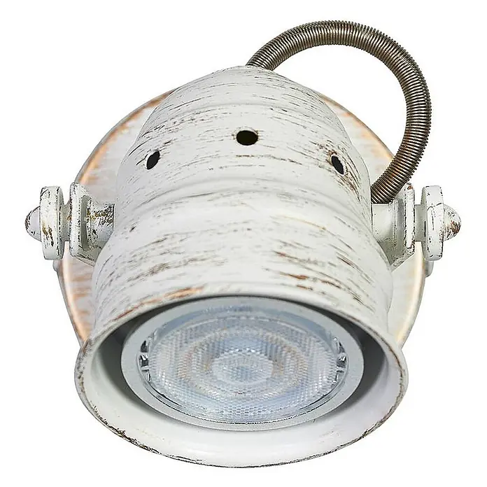 Lindby Wandleuchte Leonor - weiß / opal, weiß / opal, GU10 - Weißer Vintage-Metallstrahler mit flexiblem Rohr und LED-Lampe.