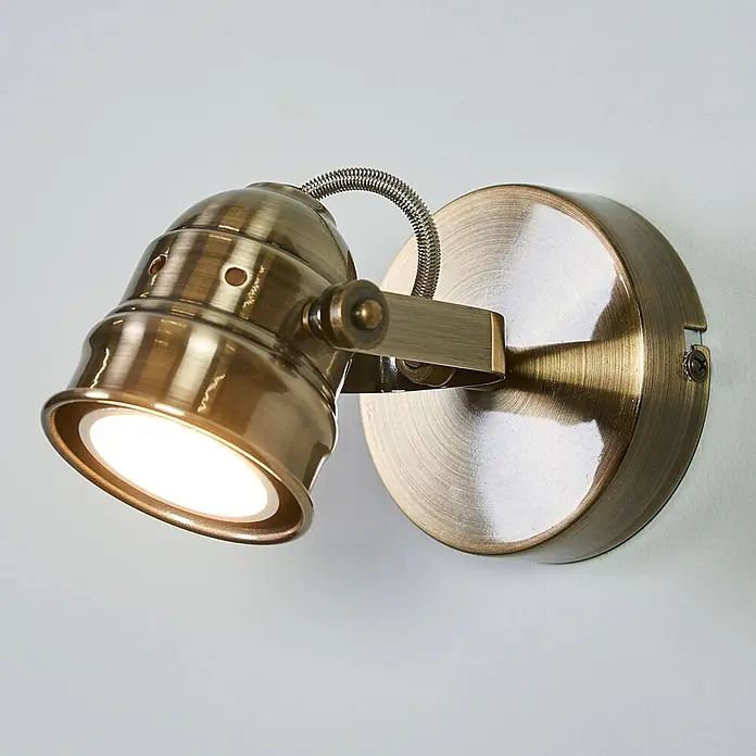 Lindby Wandleuchte Leonor - bronze / altmessing, bronze / altmessing, GU10 - Verstellbarer Wandstrahler aus antikem Messing mit flexiblem Arm, beleuchtet.