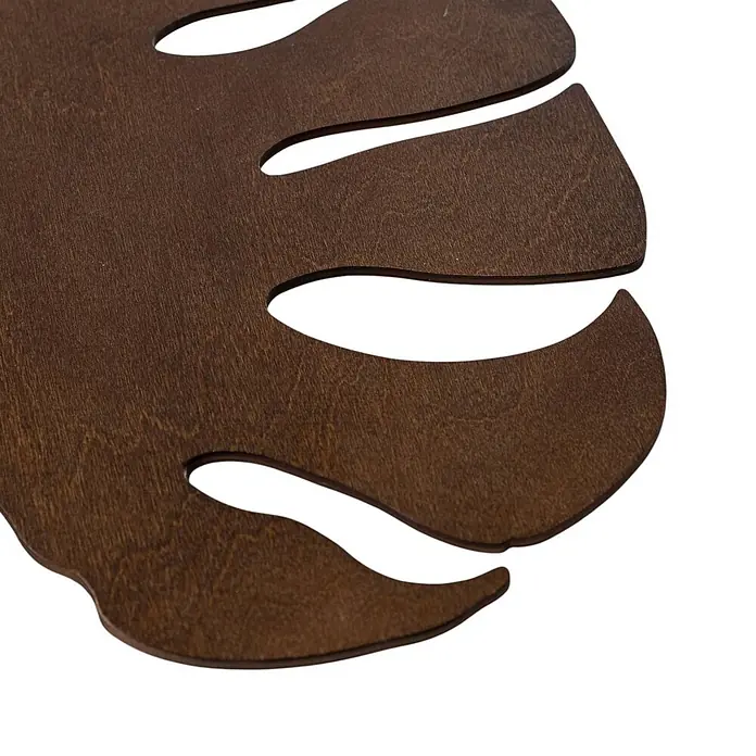 Envostar Wandleuchte Folah - Holz dunkel, Holz dunkel, G9 - Dunkelbraunes gebeiztes Holz-Monstera-Blatt mit Ausschnitten.