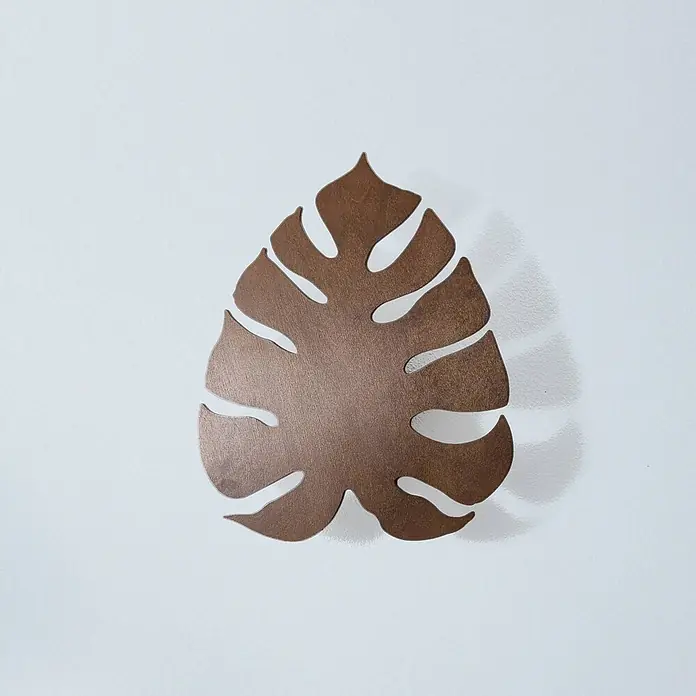 Envostar Wandleuchte Folah - Holz dunkel, Holz dunkel, G9 - Rotbraunes Holz-Monstera-Blatt Deko.