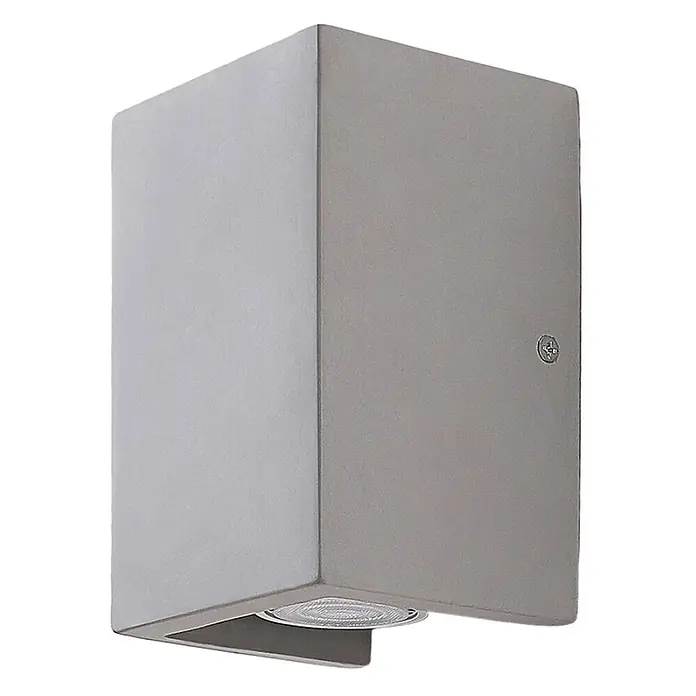 Lindby Wandleuchte Gerda - alu / grau / zink, GU10 - Rechteckige graue Metall-Wandleuchte mit nach unten gerichteter integrierter LED.