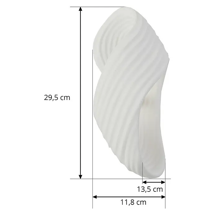 Lindby Wandleuchte Ornela AI - weiß / opal, G9 - Weißes, gewelltes Wandobjekt mit Maßen: 29,5 cm hoch, 11,8 cm breit, 13,5 cm tief.