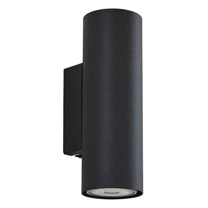 Lindby Wandleuchte Joffrey - schwarz, schwarz, GU10 - Mattschwarze zylindrische Wandleuchte mit texturierter Oberfläche zur Wandmontage.