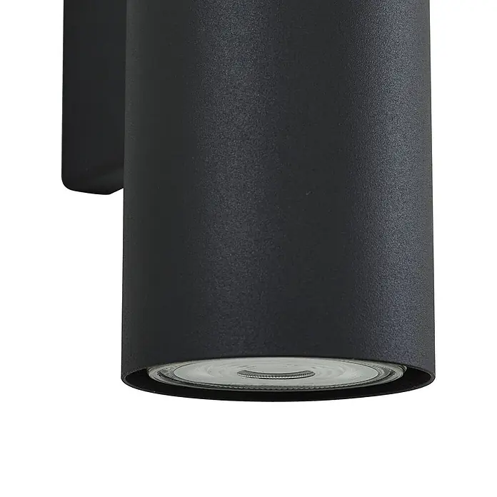 Lindby Wandleuchte Joffrey - schwarz, schwarz, GU10 - Mattschwarze zylindrische Wandleuchte mit sichtbarer LED-Lichtquelle.