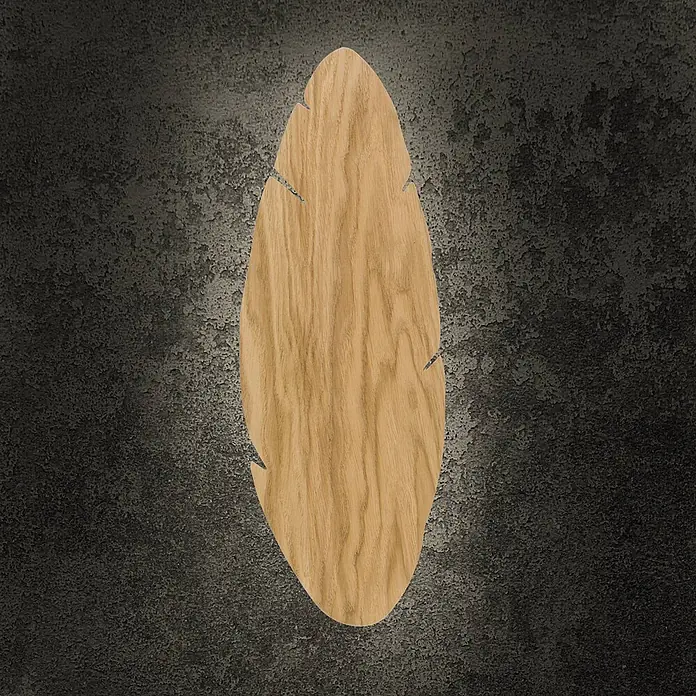Envostar Wandleuchte Lehti - L x B x H: 5 x 18 x 51 cm, Holz hell, Holz hell, G9 - Federförmiges Holzdekoobjekt mit sichtbarer Maserung.