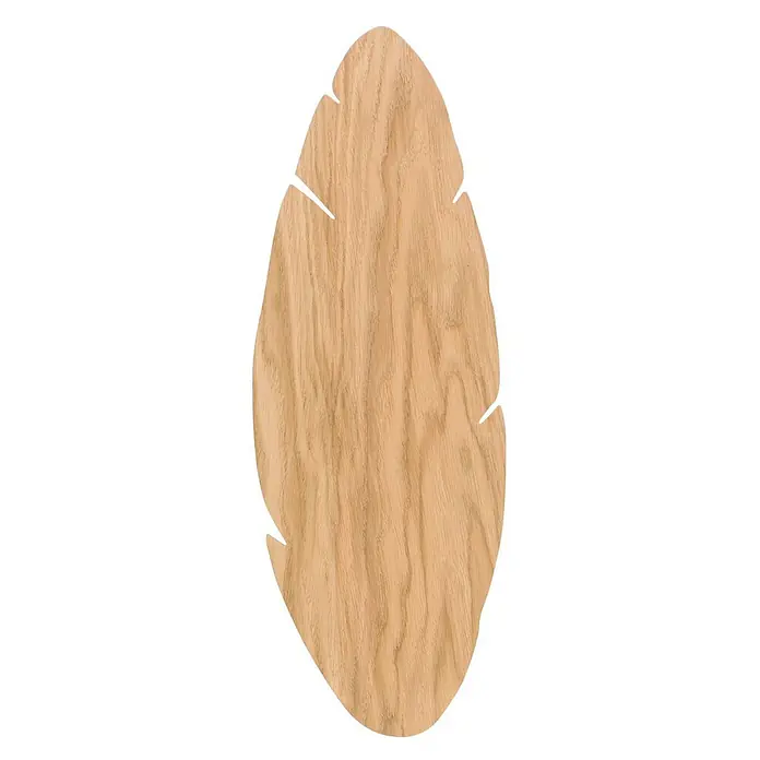 Envostar Wandleuchte Lehti - L x B x H: 5 x 18 x 51 cm, Holz hell, Holz hell, G9 - Hellholzfarbenes, blattförmiges Deko-Paneel mit Naturmaserung und gekerbten Kanten.