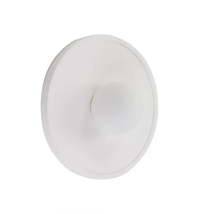 Lindby Wandleuchte Nielson - L x B x H: 28 x 28 x 15,5 cm, weiß / opal, E27 - Weiße runde Wandleuchte mit zentraler matter Kugelbirne.