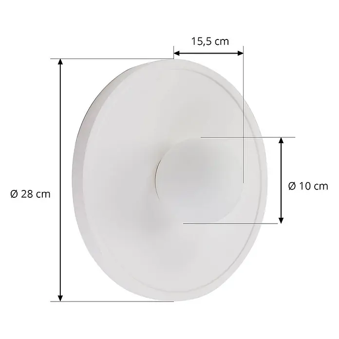 Lindby Wandleuchte Nielson - L x B x H: 28 x 28 x 15,5 cm, weiß / opal, E27 - Weiße, runde LED Wand- oder Deckenleuchte mit zentraler Kugellichtquelle. Durchmesser 28 cm.