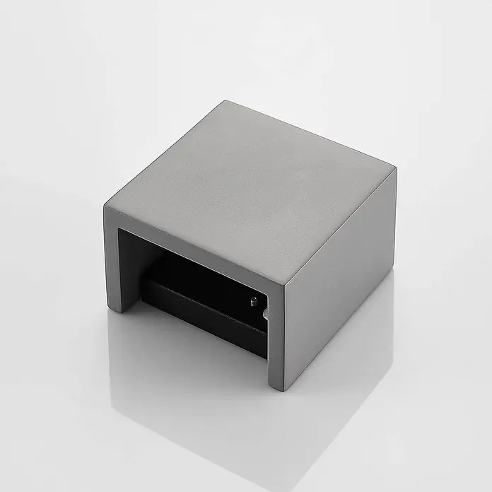 Lindby Wandleuchte Smira - L x B x H: 7,5 x 12,5 x 12,5 cm, alu / grau / zink, G9 - Graue matte U-förmige Wandleuchte mit schwarzem Innenraum, geeignet für Akzentbeleuchtung.