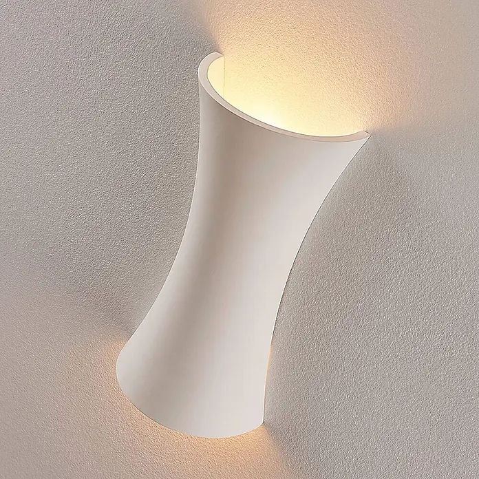Lindby Wandleuchte Edon - L x B x H: 7,5 x 15 x 30 cm, weiß / opal, E14 - Weiße sanduhrförmige Wandleuchte, die warmes Up- und Downlight abgibt.