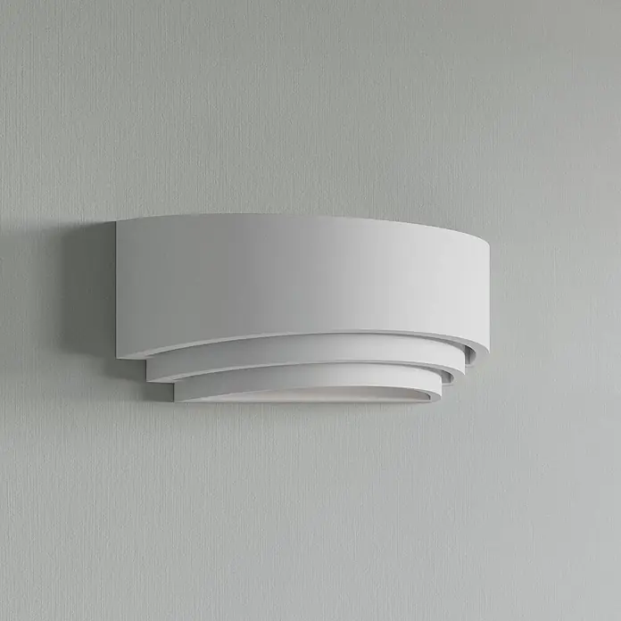 Lindby Wandleuchte Lucien - L x B x H: 12 x 32 x 13 cm, weiß / opal, E14 - Weiße, geschwungene Wandleuchte mit geschichtetem Design für indirekte Beleuchtung.