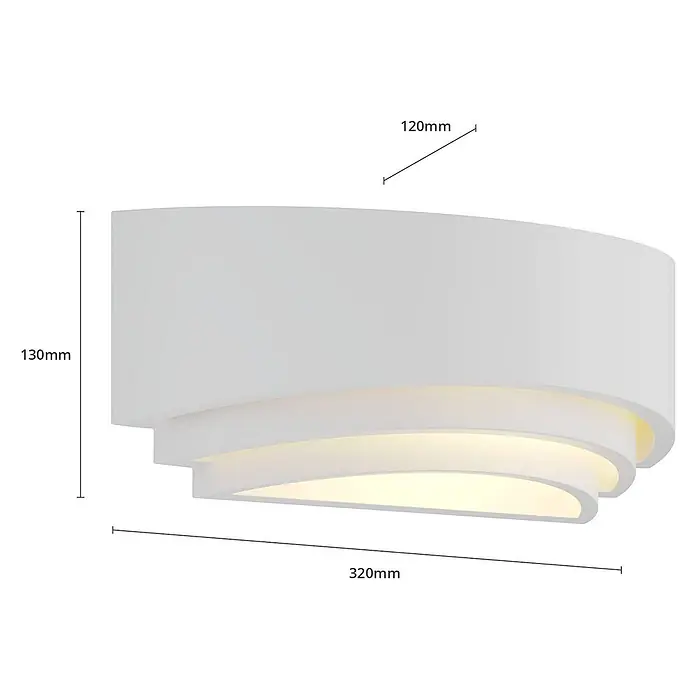 Lindby Wandleuchte Lucien - L x B x H: 12 x 32 x 13 cm, weiß / opal, E14 - Weiße, geschwungene Wandleuchte mit geschichtetem Design, spendet warmes Licht nach unten.