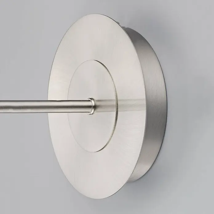 Lindby Wandleuchte Pola - alu / grau / zink, E27 - Wandmontierte Scheibe aus gebürstetem Metall mit zentralem Stab.