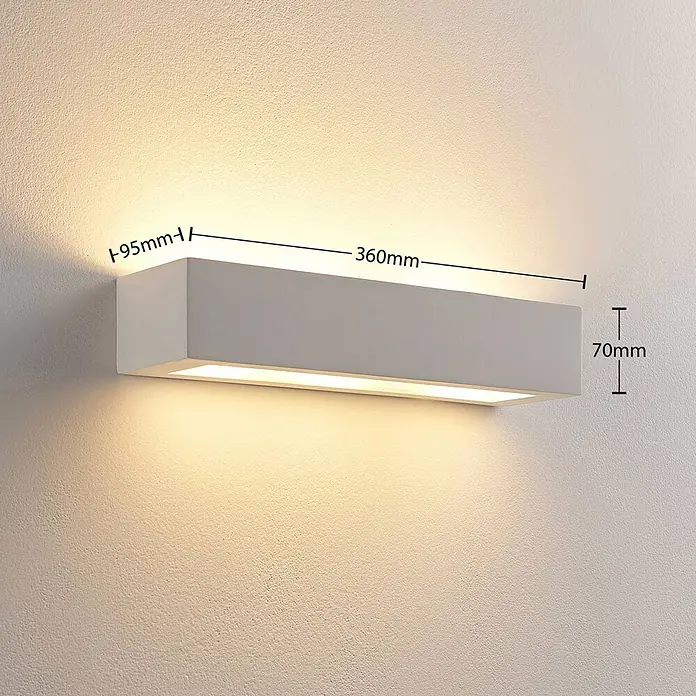 Lindby Wandleuchte Arya - weiß / opal, G9 - Weiße rechteckige Up-and-Down-LED-Wandleuchte (360x95x70mm).