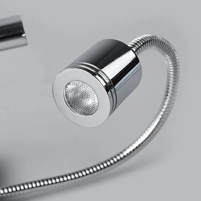 Lucande Wandleuchte Jettka - L x B x H: 18 x 28 x 63 cm, chrom / silber, E27 - Flexibler LED-Strahler aus Chrom mit texturiertem Reflektor.