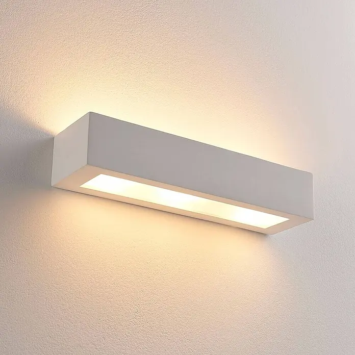 Lindby Wandleuchte Arya - weiß / opal, G9 - Weiße, rechteckige LED-Wandleuchte mit warmem Up- and Downlight.