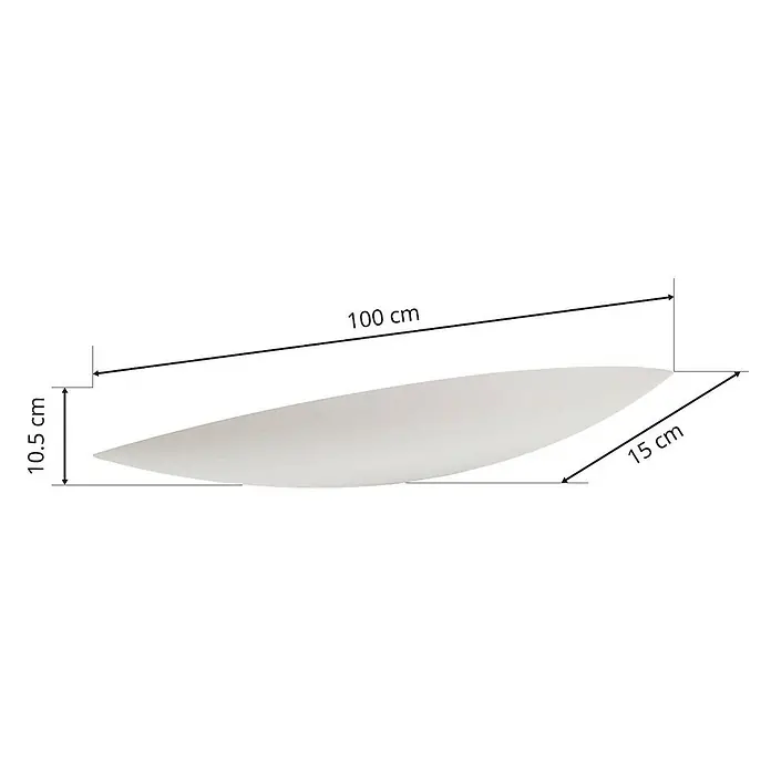 Lindby Wandleuchte Tommi - weiß / opal, E14 - Hellgraue gebogene Leuchte mit Maßen: 100 cm Länge, 10,5 cm Höhe, 15 cm Breite.
