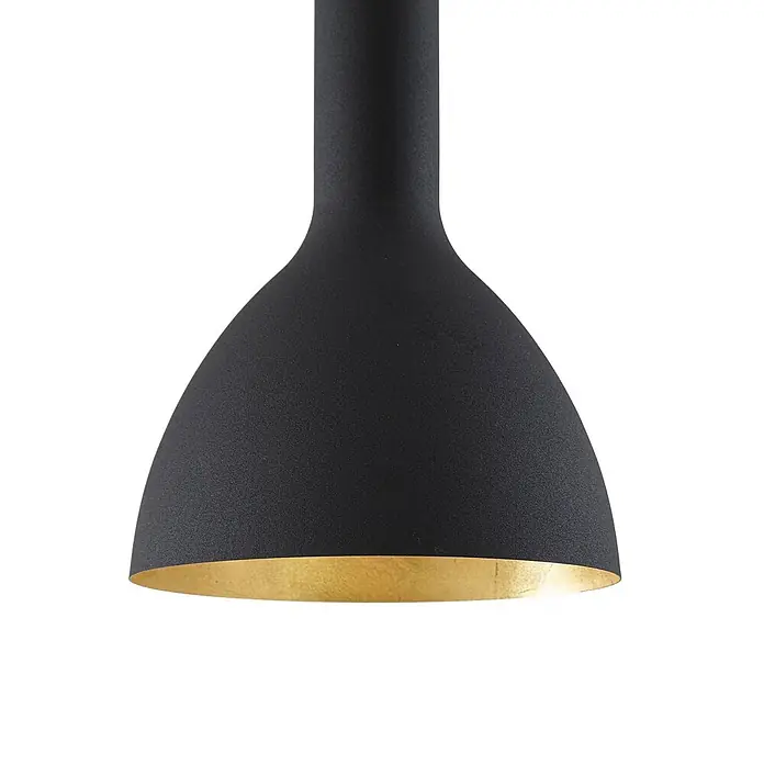 Arcchio Pendelleuchte Cosmina - L x B x H: 100 x 17,5 x 26 cm, schwarz, Schwarz, gold, E27 - Schwarze Pendelleuchte mit matter, texturierter Oberfläche und goldfarbener Innenseite.