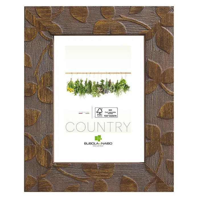 Bubola & Naibo Marco de fotos Design - 20 x 30 cm, Marrón, Vidrio - Marco de fotos decorativo "Country" de Bubola e Naibo con diseño floral, ideal para decoraciones de pared rústicas.