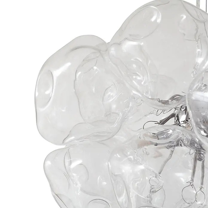Lucande Pendelleuchte Diborah - L x B x H: 43 x 43 x 40 cm, klar / transparent, transparent, chrom, G9 - Transparente, skulpturale Leuchte mit sichtbaren internen Federn.