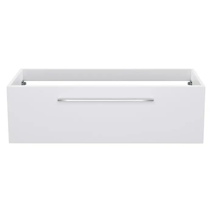 Camargue Espacio Waschtischunterschrank - 100 x 46 x 30 cm, Mira - Ein weißer Waschtischunterschrank mit einem schlanken, horizontalen Griff. Die moderne Gestaltung fügt sich nahtlos in jedes Badezimmerdesign ein.