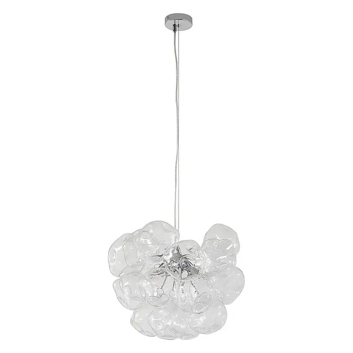 Lucande Pendelleuchte Diborah - L x B x H: 43 x 43 x 40 cm, klar / transparent, transparent, chrom, G9 - Pendelleuchte aus klarem, organisch geformtem Glas mit Chromdetails.