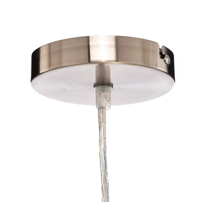 Lindby Pendelleuchte Sebatin - L x B x H: 50 x 50 x 12 cm, creme / amber, cremeweiß, nickel matt, E27 - Gebürstete Metall-Deckenrosette mit klarer Kabeldurchführung und Zugentlastung für eine Pendelleuchte.