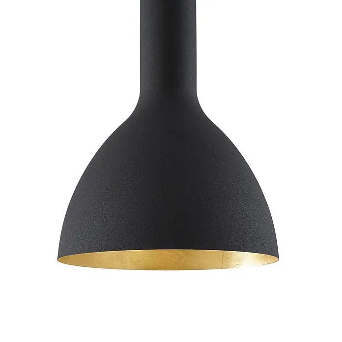 Arcchio Pendelleuchte Cosmina - schwarz, Schwarz, gold, E27 - Schwarze strukturierte Pendelleuchte mit goldener Innenseite.