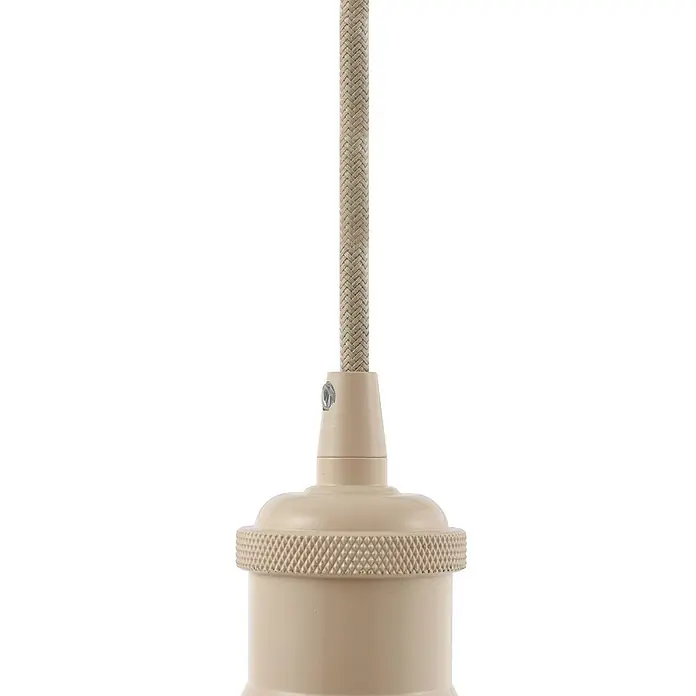 Lindby Pendelleuchte Hattie - creme / amber, beige, E27 - Hellbeiges Textilkabel mit passender Lampenfassung und Rändelgriff.
