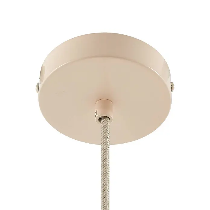 Lindby Pendelleuchte Hattie - creme / amber, beige, E27 - Helle, beigefarbene Deckenrosette mit hellgrauem Textilkabel für Pendelleuchten.