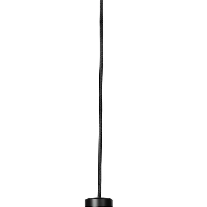 Lindby Pendelleuchte Fipas - Schwarz, E27 - Schwarzes textilummanteltes Elektrokabel mit schwarzer Endkappe, für eine Leuchte.