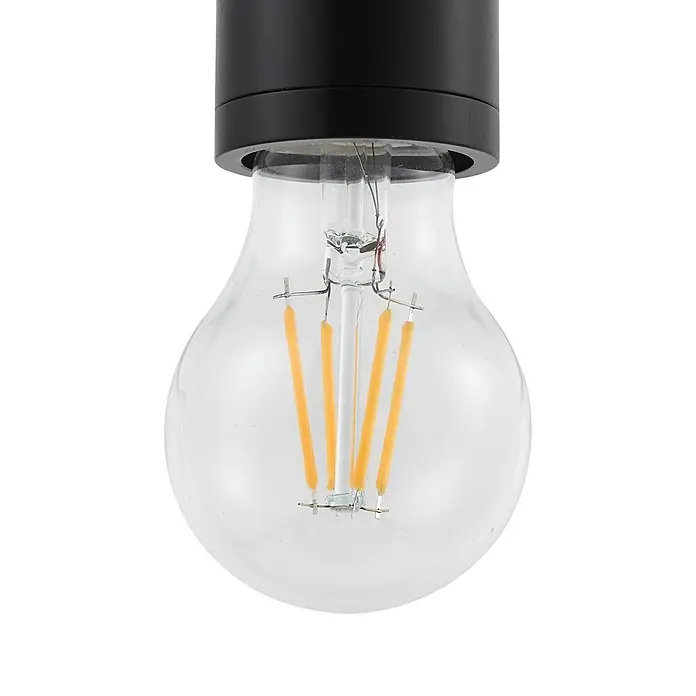 Lindby Pendelleuchte Hattie - L x B x H: 4,7 x 4,7 x 7 cm, schwarz, Schwarz, E27 - Klare Glas-LED-Glühbirne mit orangen Filamenten und schwarzem Sockel.