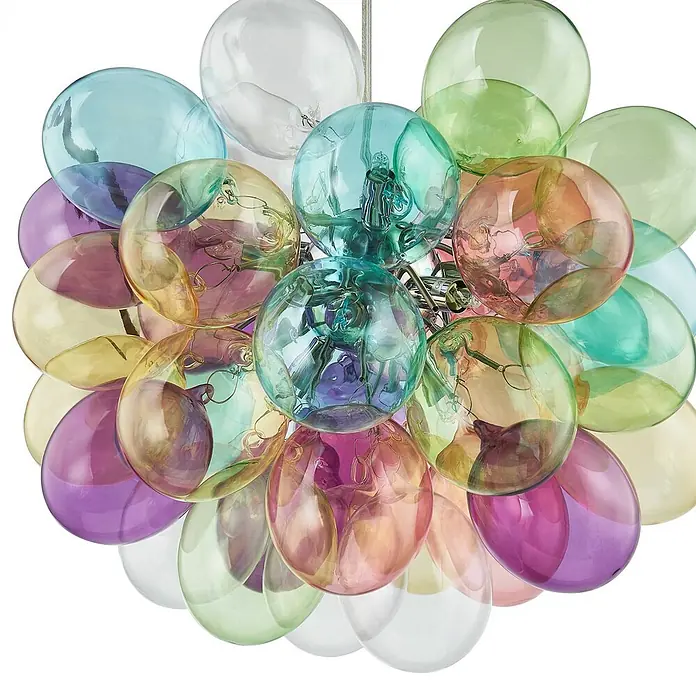 Lucande Pendelleuchte Diborah - L x B x H: 50 x 50 x 50 cm, Multicolour, multicolour, G9 - Pendelleuchte mit zahlreichen bunten Glaskugeln in verschiedenen Pastelltönen.