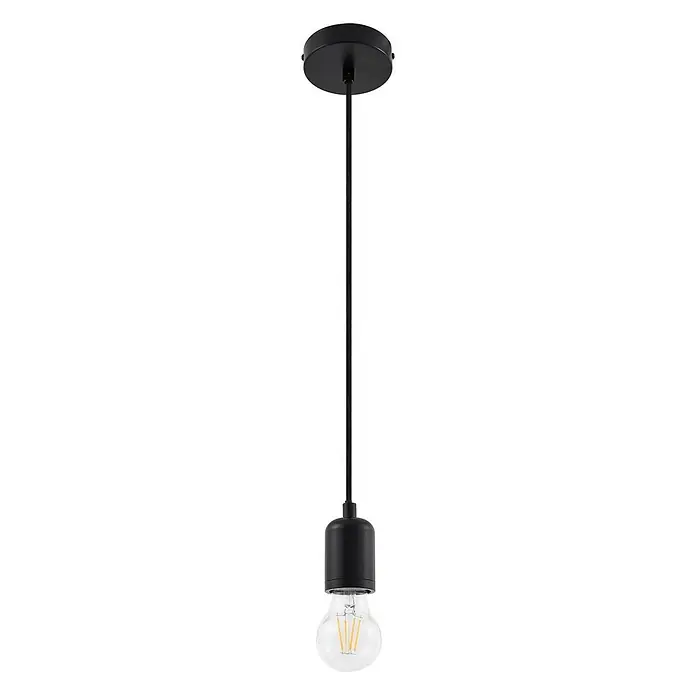 Lindby Pendelleuchte Hattie - L x B x H: 4,7 x 4,7 x 7 cm, schwarz, Schwarz, E27 - Schwarze Pendelleuchte mit zylindrischer Lampenfassung und klarer LED-Glühbirne.