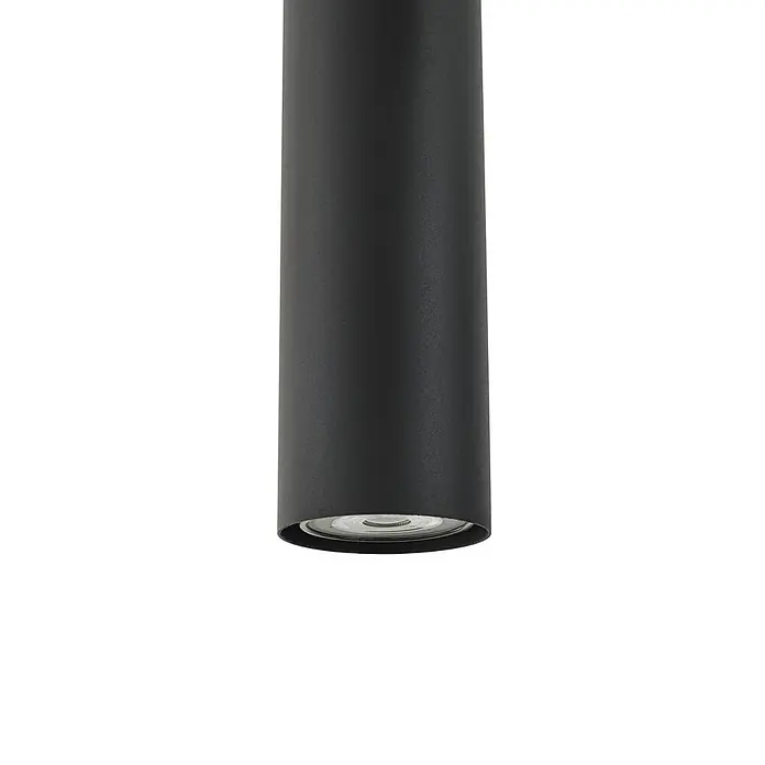 Lindby Pendelleuchte Joffrey - L x B x H: 24 x 24 x 40 cm, schwarz, Schwarz sand, GU10 - Schwarze zylindrische Leuchte mit strukturierter Oberfläche und sichtbarer Lichtquelle.