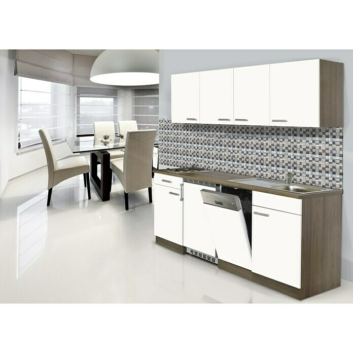 Respekta Cocina (195 cm, Con placa de dos fuegos, Blanco)